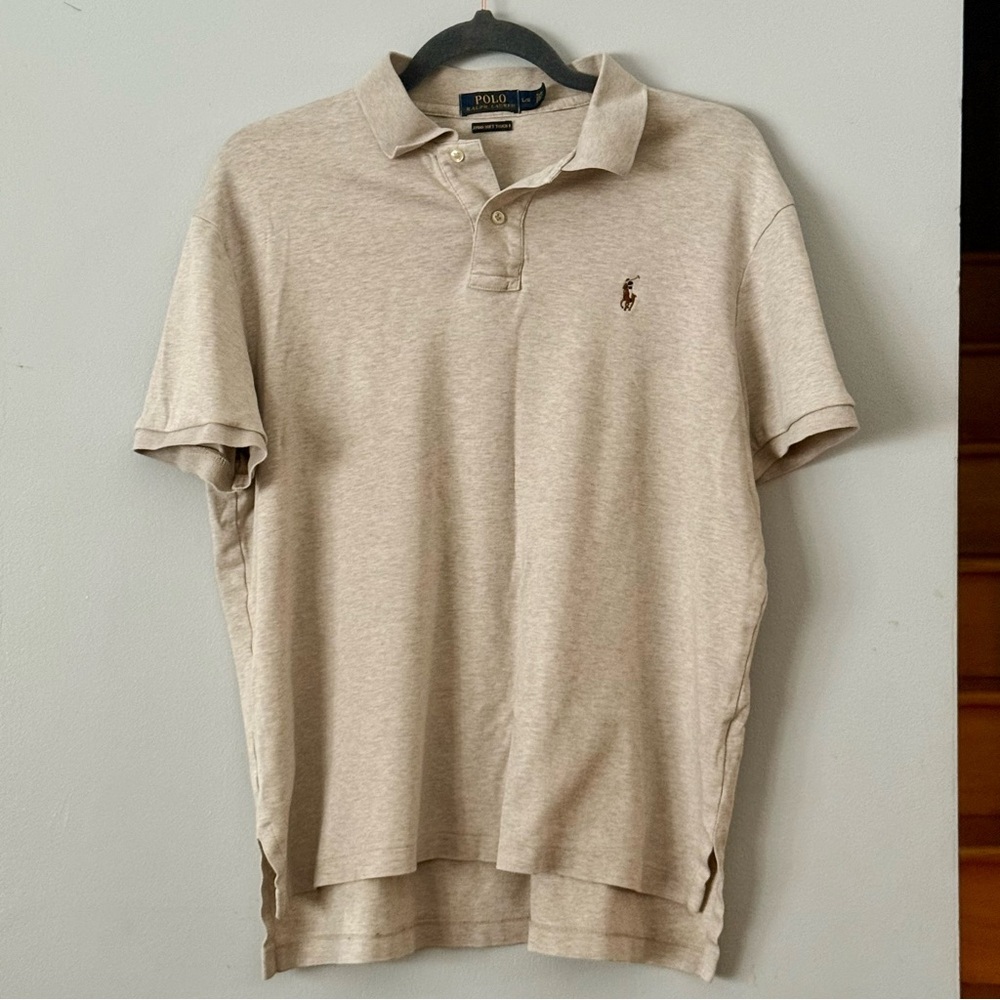🌿EUC Ralph Lauren Men's Beige Polo Shirt 100% Cotton